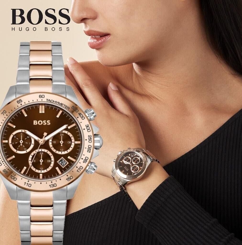 Buy Hugo Boss Womens Quartz Two-tone Stainless Steel Brown Dial 38mm Watch - 1502617 in Pakistan