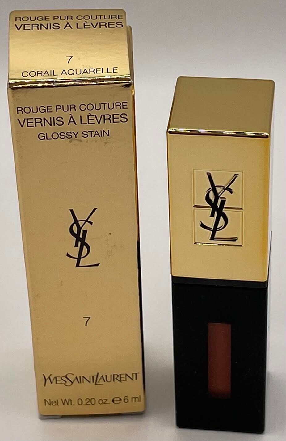 Buy Yves Saint Laurent Rouge Pur Couture Glossy Stain - 7 Corail Aquarelle in Pakistan