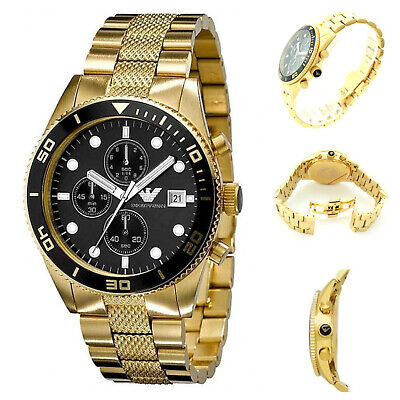 Buy Emporio Armani Black Dial Gold Steel Strap Watch for Men - AR5857 in Pakistan