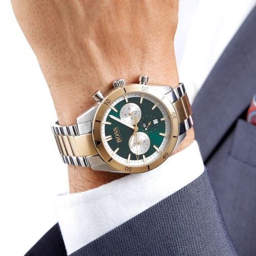 Buy Hugo Boss Mens Chronograph Quartz Stainless Steel Green Dial 44mm Watch - 1513872 in Pakistan