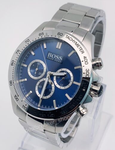 Buy Hugo Boss Mens Chronograph Quartz Stainless Steel Blue Dial 46mm Watch - 1512963 in Pakistan