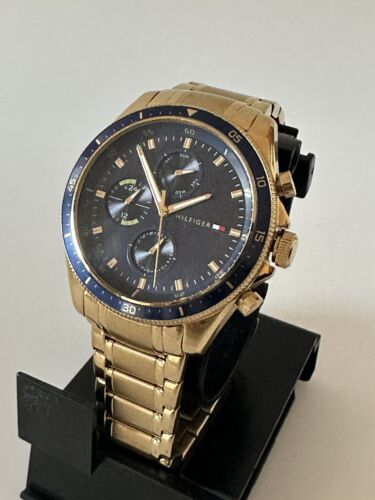 Buy Tommy Hilfiger Mens Quartz Gold Stainless Steel Blue Dial 44mm Watch - 1791834 in Pakistan