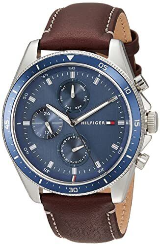 Buy Tommy Hilfiger Mens Quartz Leather Strap Blue Dial 44mm Watch - 1791837 in Pakistan