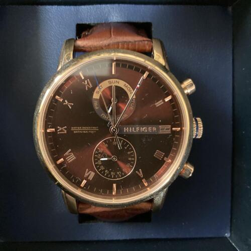 Buy Tommy Hilfiger Mens Quartz Leather Strap Brown Dial 44mm Watch - 1710400 in Pakistan