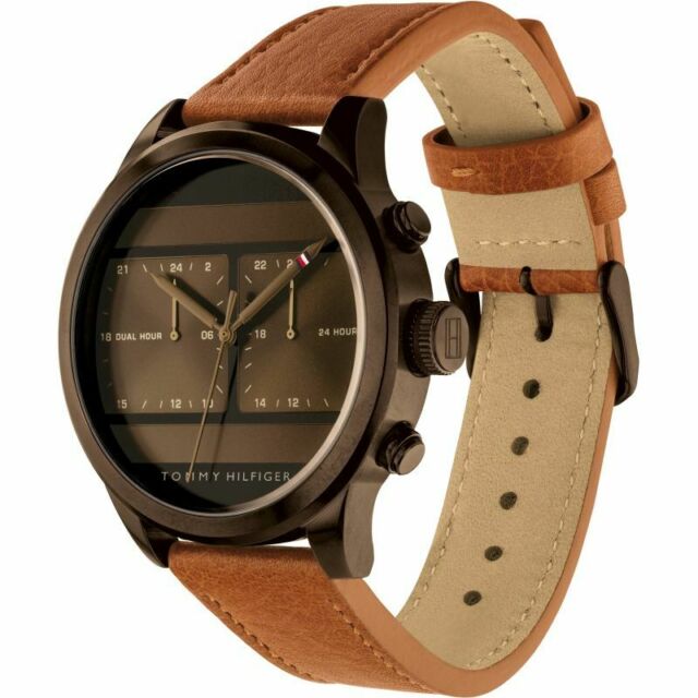 Buy Tommy Hilfiger Mens Quartz Brown Leather Strap Brown Dial 44mm Watch - 1791594 in Pakistan