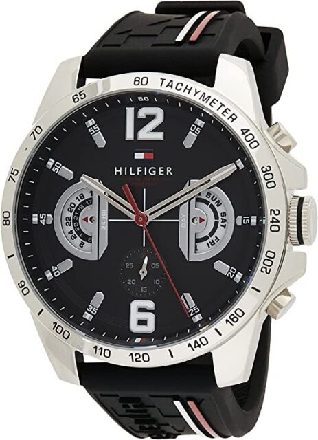 Buy Tommy Hilfiger Mens Quartz Silicone Strap Black Dial 46mm Watch - 1791473 in Pakistan