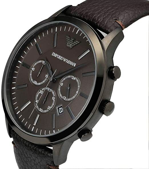 Buy Emporio Armani Sportivo Black Dial Brown Leather Strap Watch for Men - AR2462 in Pakistan
