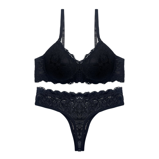 Buy Setbre Lacy Padded Bra and Panty Set Black in Pakistan