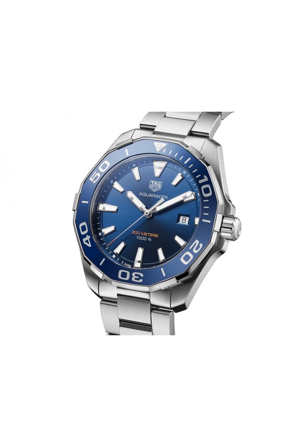 Buy Tag Heuer Aquaracer Blue Dial Silver Steel Strap Watch for Men - WAY101C.BA0746 in Pakistan