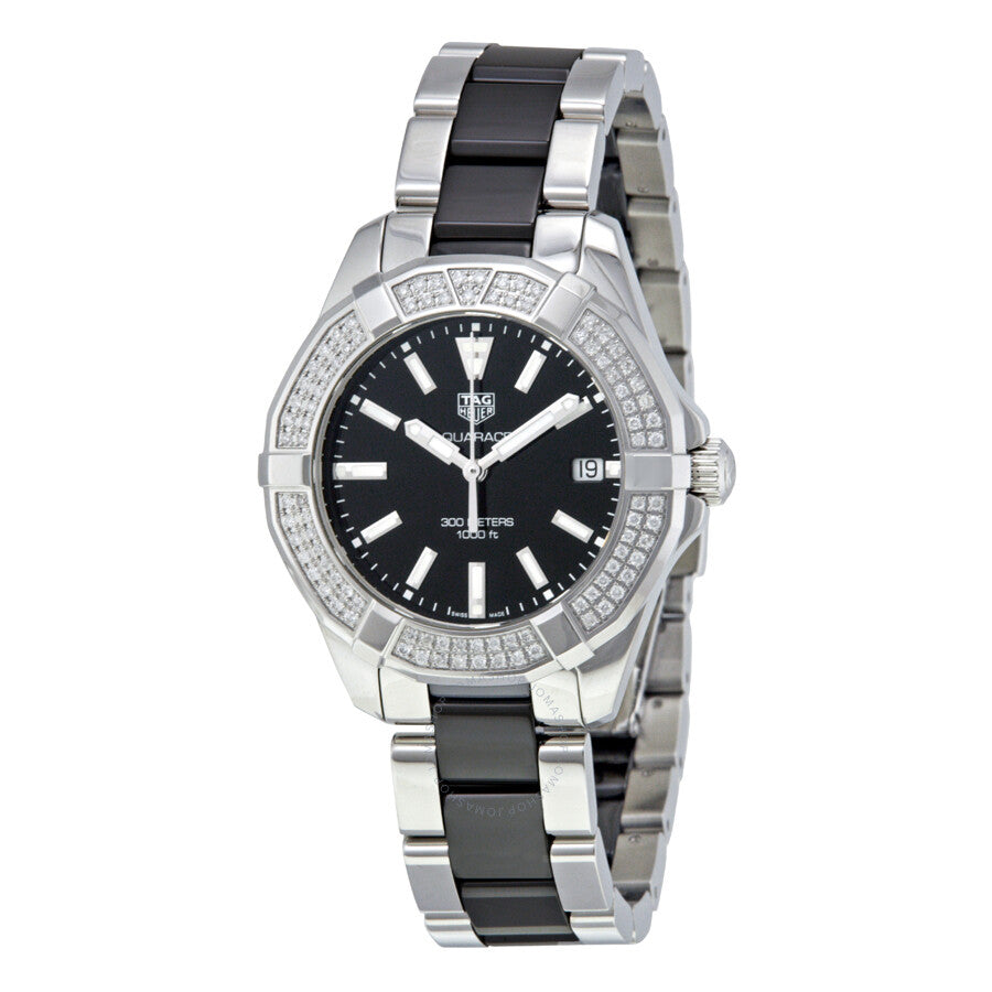 Buy Tag Heuer Aquaracer Lady 300M Black Dial with Diamonds Two Tone Steel Strap Watch for Women - WAY131E.BA0913 in Pakistan