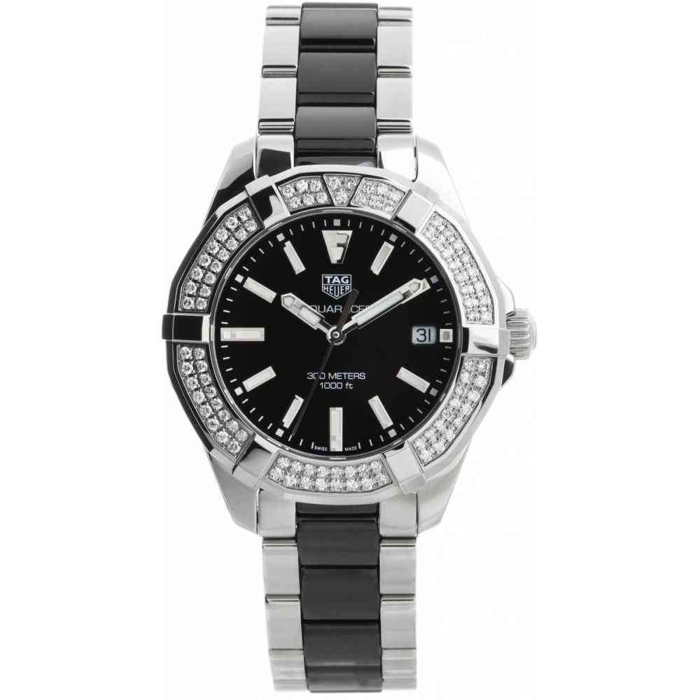 Buy Tag Heuer Aquaracer Lady 300M Black Dial with Diamonds Two Tone Steel Strap Watch for Women - WAY131E.BA0913 in Pakistan