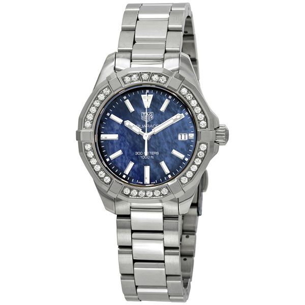 Buy Tag Heuer Aquaracer 35mm Blue Diamonds Dial Silver Steel Strap Watch for Women - WAY131N.BA0748 in Pakistan