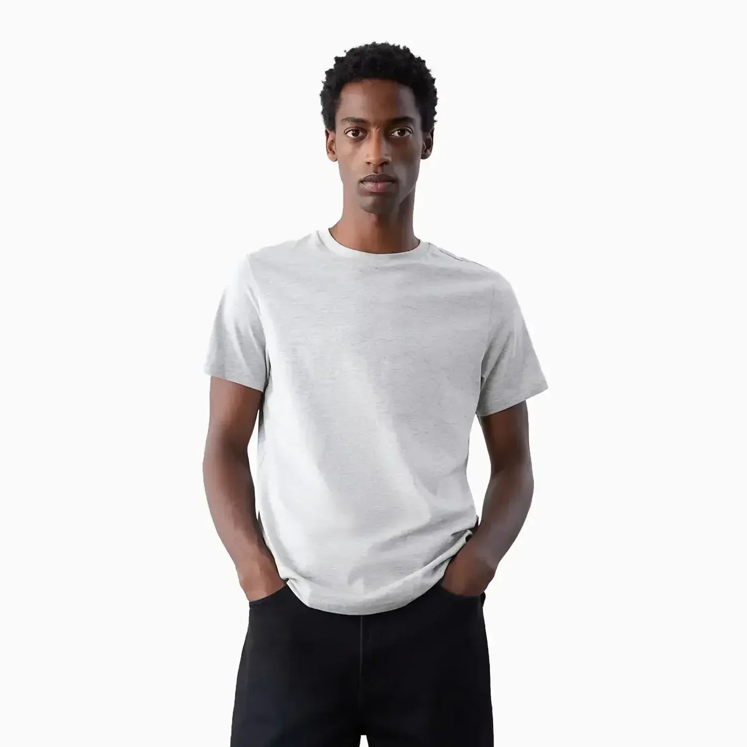 Buy Men's Regular Fit Short Sleeve T-Shirt - Gray Melange in Pakistan