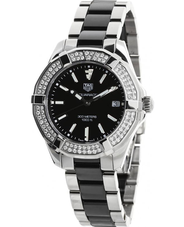 Buy Tag Heuer Aquaracer Lady 300M Black Dial with Diamonds Two Tone Steel Strap Watch for Women - WAY131E.BA0913 in Pakistan