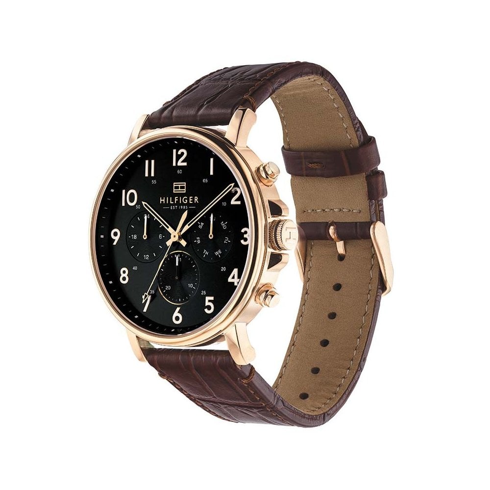 Buy Tommy Hilfiger Mens Quartz Brown Leather Strap Black Dial 45mm Watch - 1710379 in Pakistan