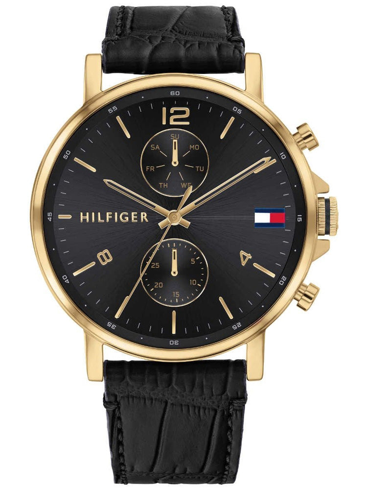 Buy Tommy Hilfiger Mens Quartz Leather Strap Black Dial 44mm Watch - 1710417 in Pakistan