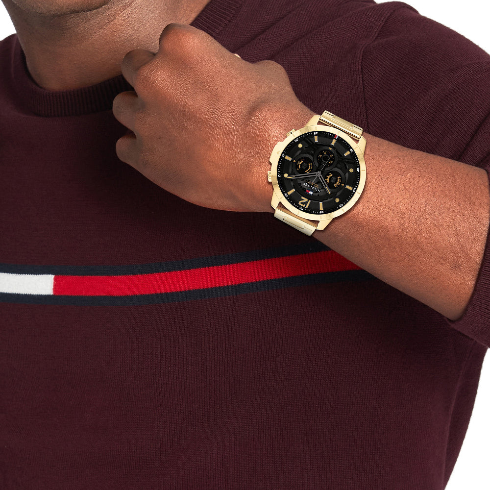 Buy Tommy Hilfiger Men's Quartz Gold Stainless Steel Black Dial 50mm Watch 1710511 in Pakistan