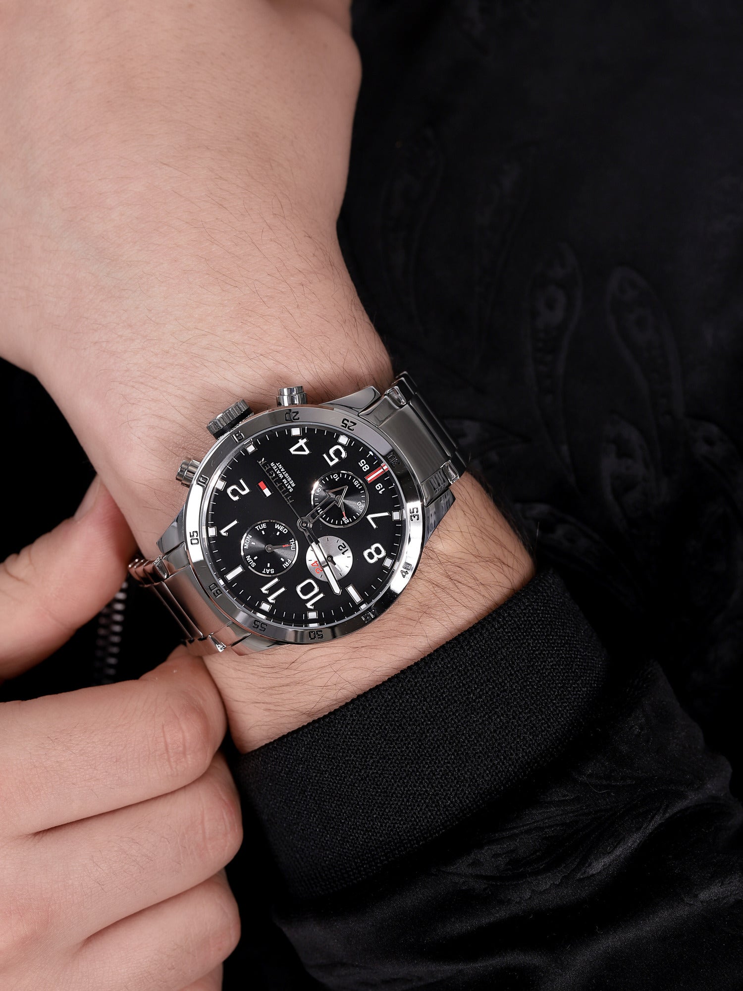 Buy Tommy Hilfiger Mens Quartz Stainless Steel Black Dial 46mm Watch - 1791141 in Pakistan