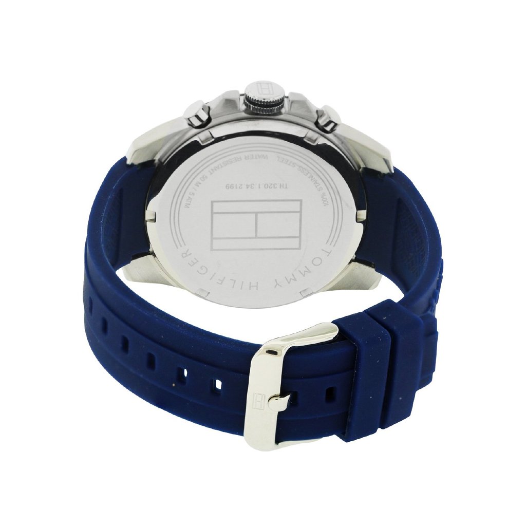 Buy Tommy Hilfiger Mens Quartz Blue Silicone Strap White Dial 46mm Watch - 1791349 in Pakistan