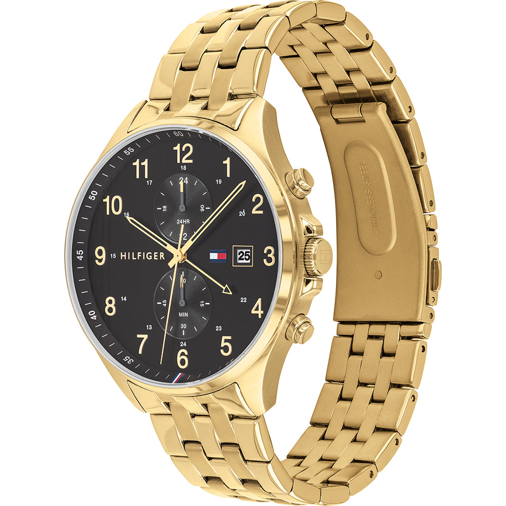 Buy Tommy Hilfiger Mens Quartz Gold Stainless Steel Black Dial 44mm Watch - 1791708 in Pakistan