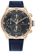 Buy Tommy Hilfiger Mens Quartz Blue Leather Strap Grey Dial 46mm Watch - 1791808 in Pakistan