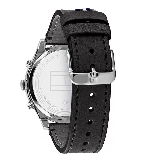 Buy Tommy Hilfiger Mens Quartz Black Leather Strap Black Dial 44mm Watch - 1791740 in Pakistan