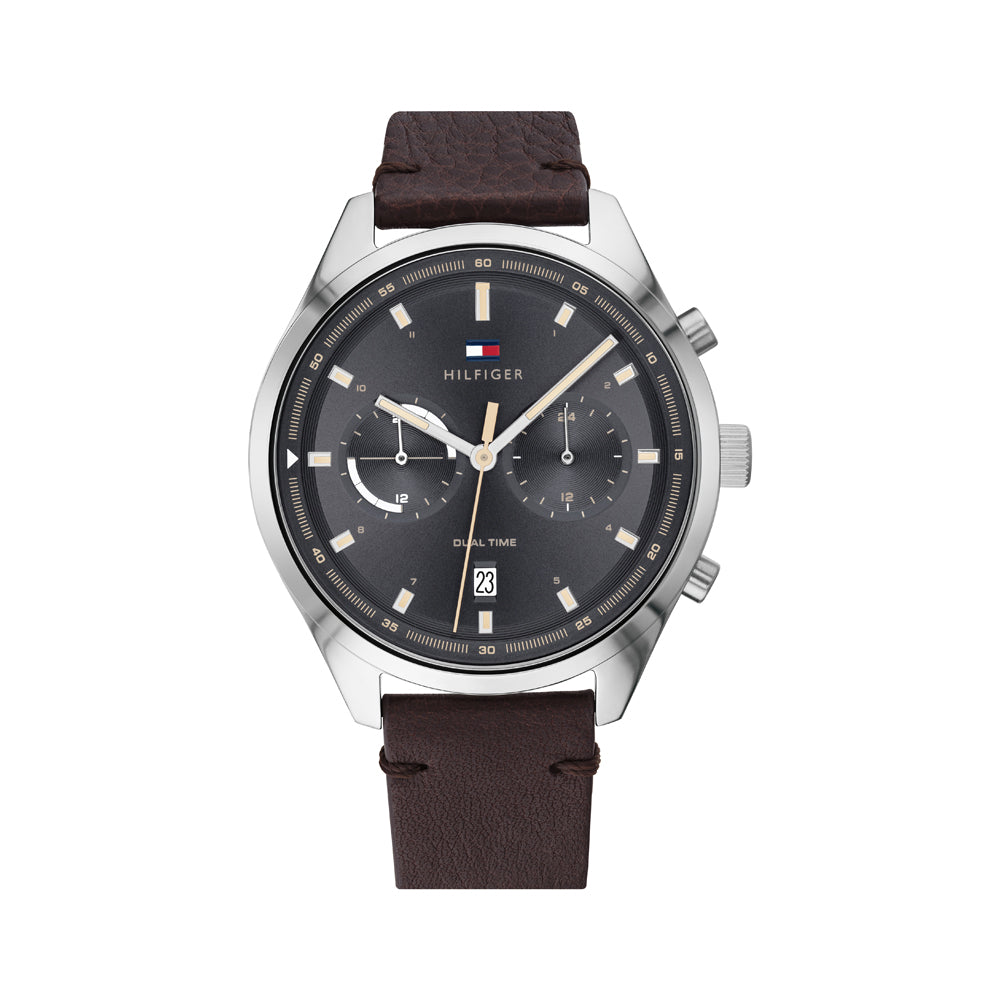 Buy Tommy Hilfiger Ashton Grey Dial Brown Leather Strap Watch for Men - 1791729 in Pakistan