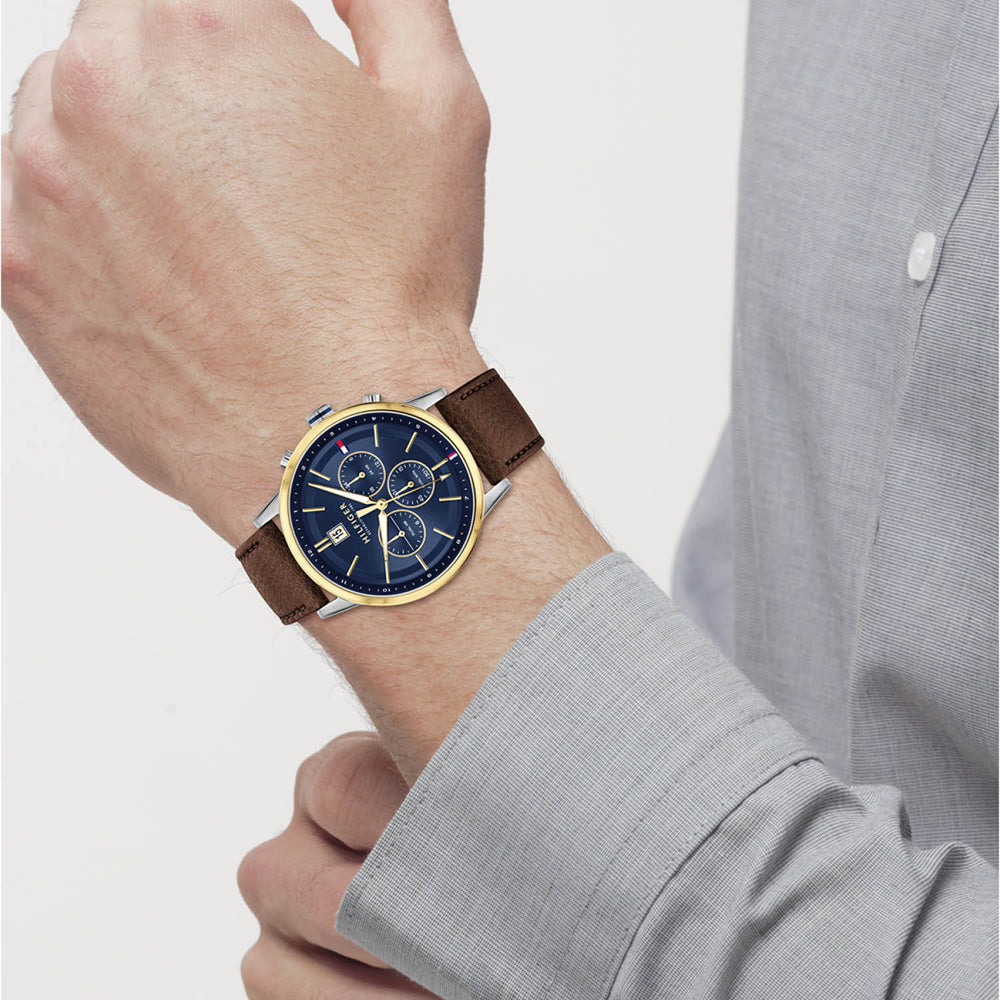 Buy Tommy Hilfiger Leonard Blue Dial Brown Leather Strap Watch for Men - 1791980 in Pakistan