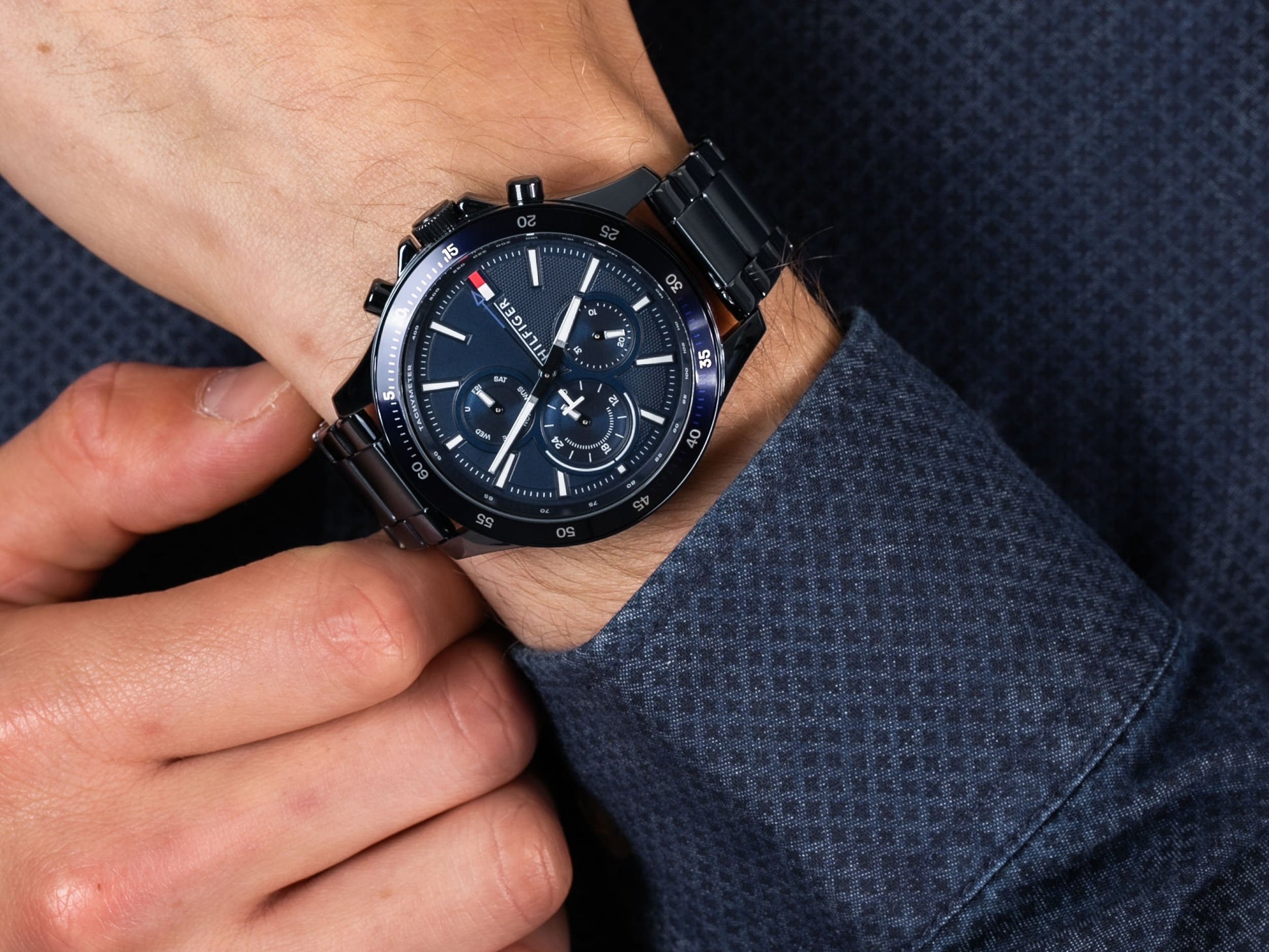 Buy Tommy Hilfiger Mens Quartz Stainless Steel Blue Dial 46mm Watch - 1791720 in Pakistan