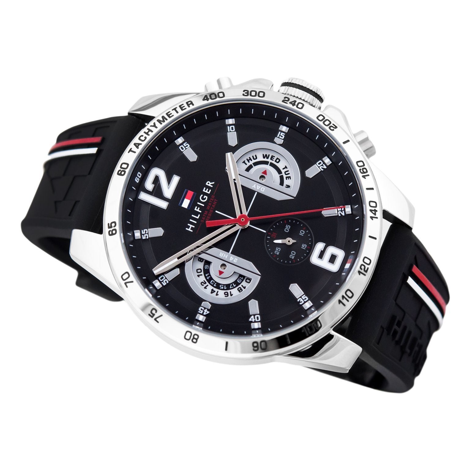 Buy Tommy Hilfiger Mens Quartz Silicone Strap Black Dial 46mm Watch - 1791473 in Pakistan