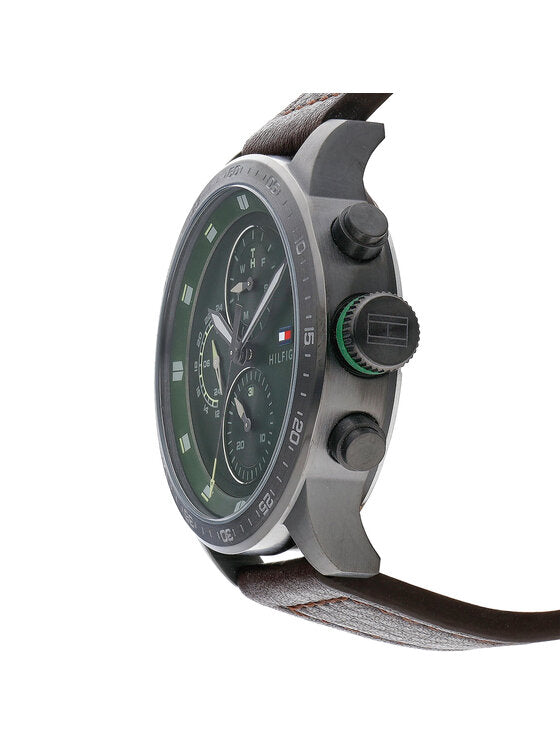Buy Tommy Hilfiger Mens Quartz Leather Strap Green Dial 46mm Watch - 1791809 in Pakistan