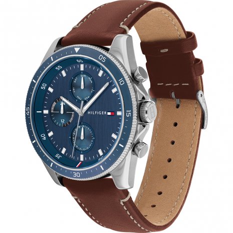 Buy Tommy Hilfiger Mens Quartz Leather Strap Blue Dial 44mm Watch - 1791837 in Pakistan