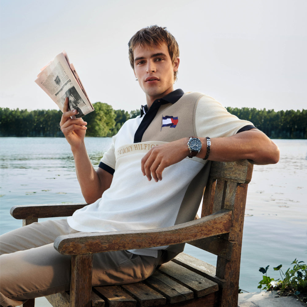 Buy Tommy Hilfiger Mens Quartz Leather Strap Blue Dial 44mm Watch - 1791837 in Pakistan