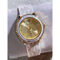 Buy Michael Kors Jessa Gold Dial with Diamonds White Leather Strap Watch for Women - MK7204 in Pakistan