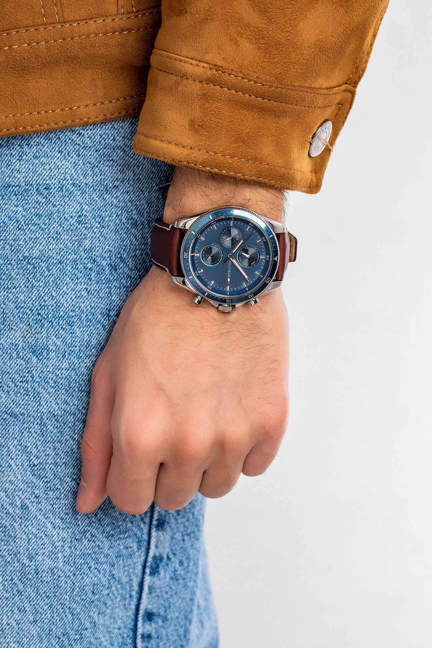 Buy Tommy Hilfiger Mens Quartz Leather Strap Blue Dial 44mm Watch - 1791837 in Pakistan