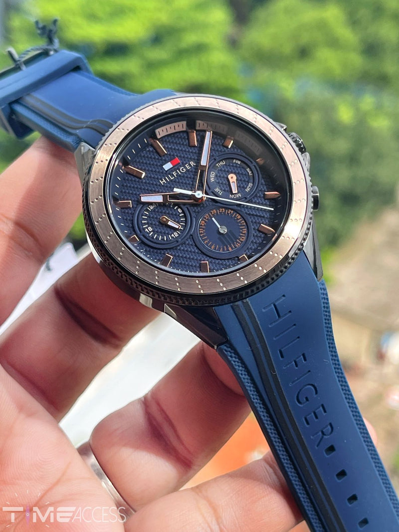 Buy Tommy Hilfiger Mens Quartz Blue Silicone Strap Blue Dial 44mm Watch - 1791860 in Pakistan
