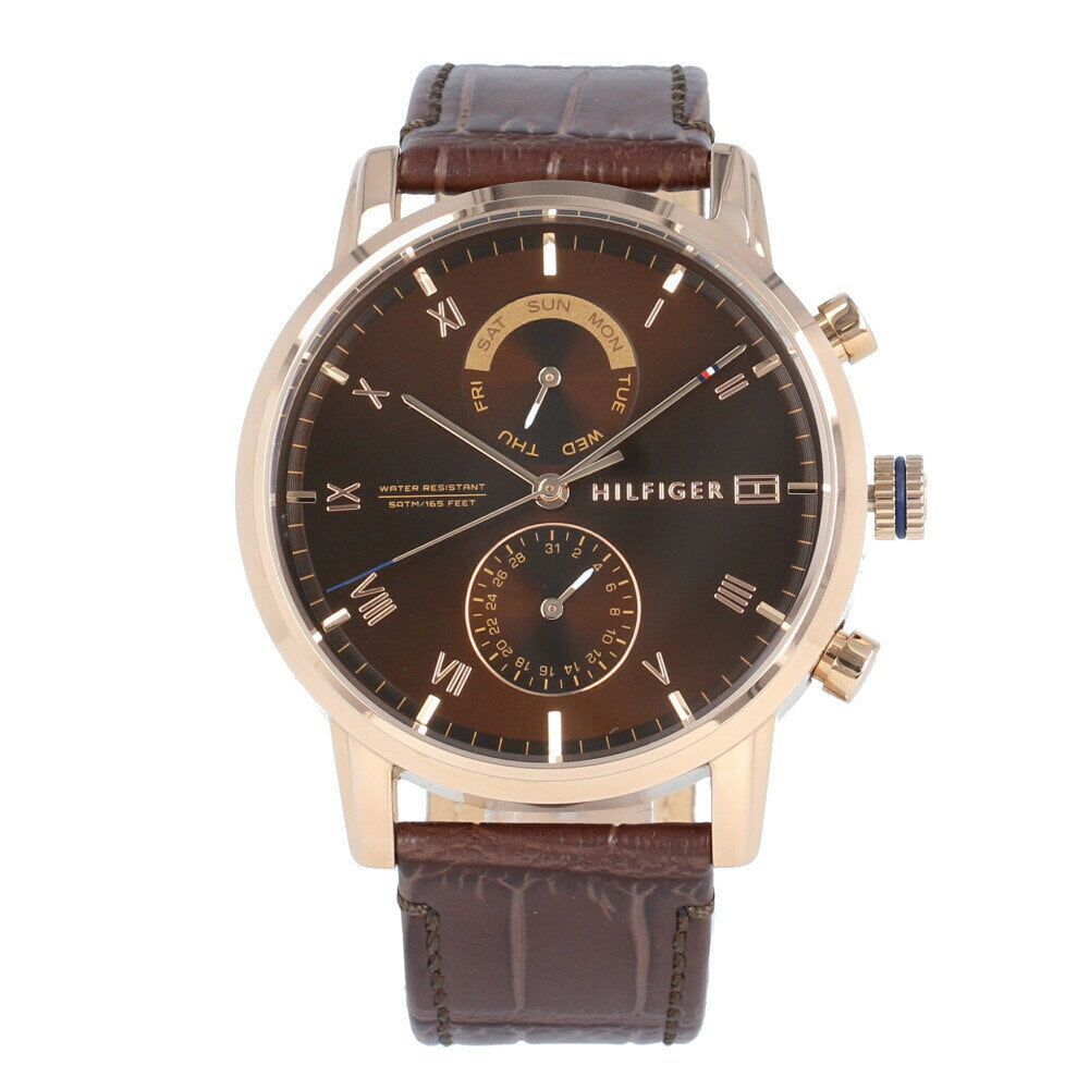 Buy Tommy Hilfiger Mens Quartz Leather Strap Brown Dial 44mm Watch - 1710400 in Pakistan
