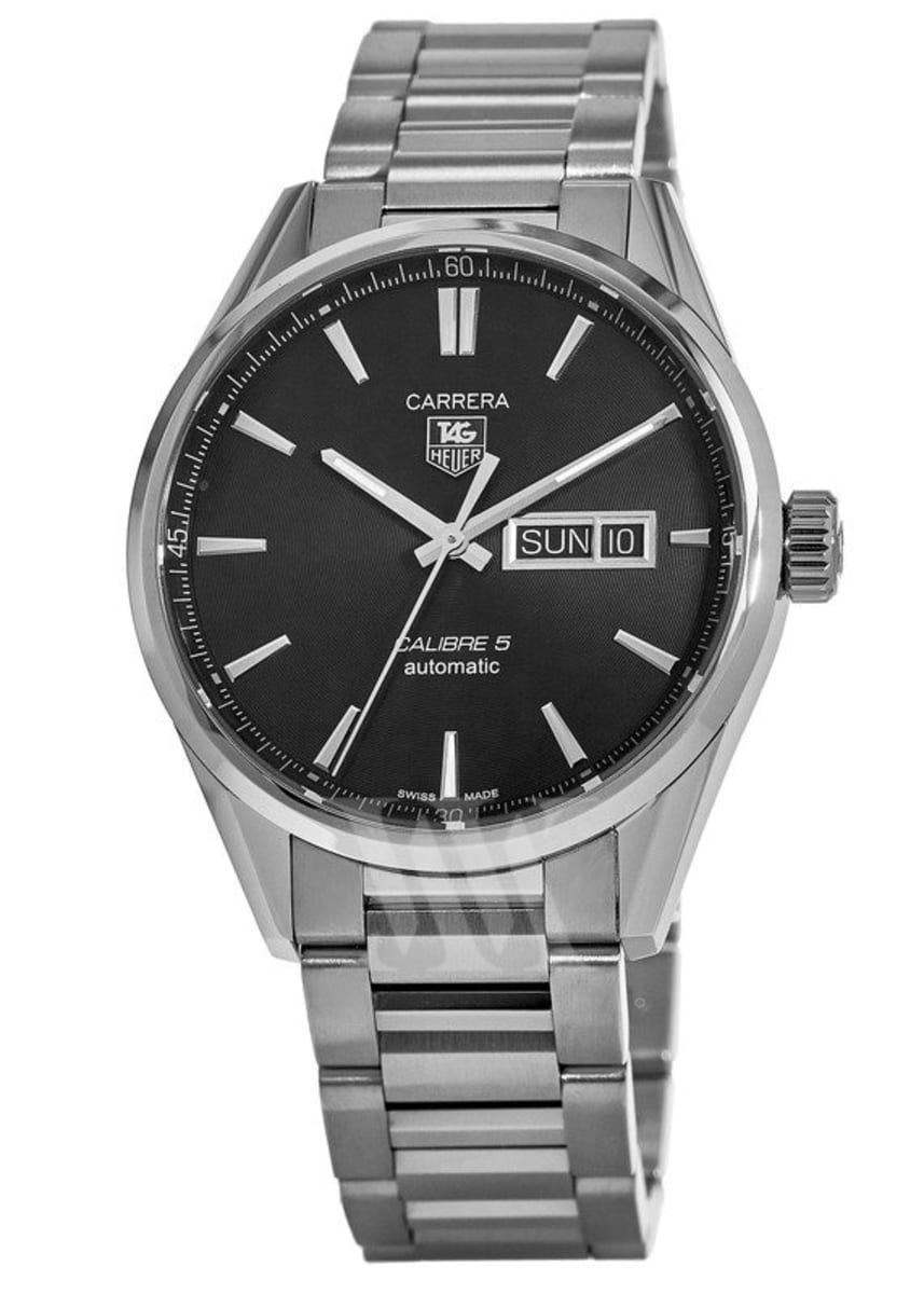 Buy Tag Heuer Carrera Calibre 5 Black Dial Silver Steel Strap Watch for Men - WAR201A.BA0723 in Pakistan