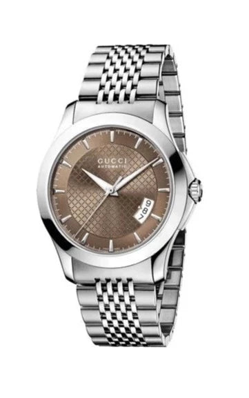 Buy Gucci G Timeless Brown Diamond Dial Silver Steel Strap Watch for Men - YA126412 in Pakistan