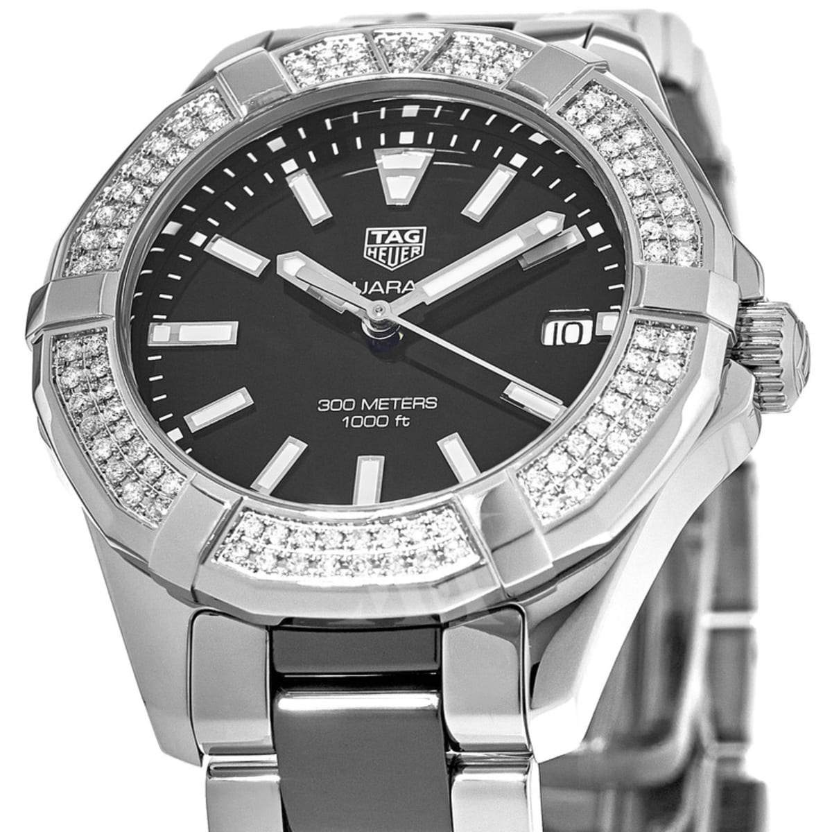 Buy Tag Heuer Aquaracer Lady 300M Black Dial with Diamonds Two Tone Steel Strap Watch for Women - WAY131E.BA0913 in Pakistan