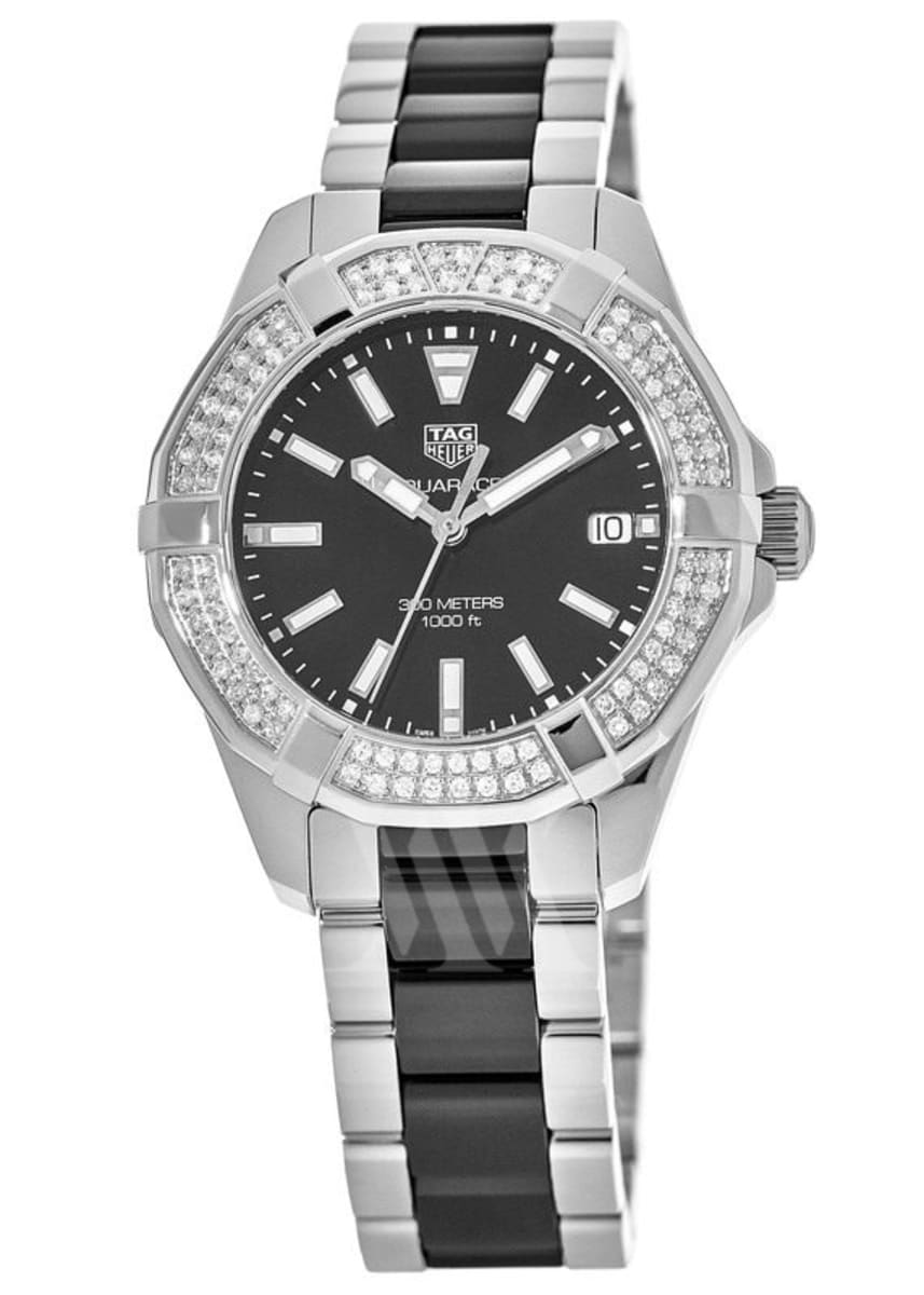 Buy Tag Heuer Aquaracer Lady 300M Black Dial with Diamonds Two Tone Steel Strap Watch for Women - WAY131E.BA0913 in Pakistan