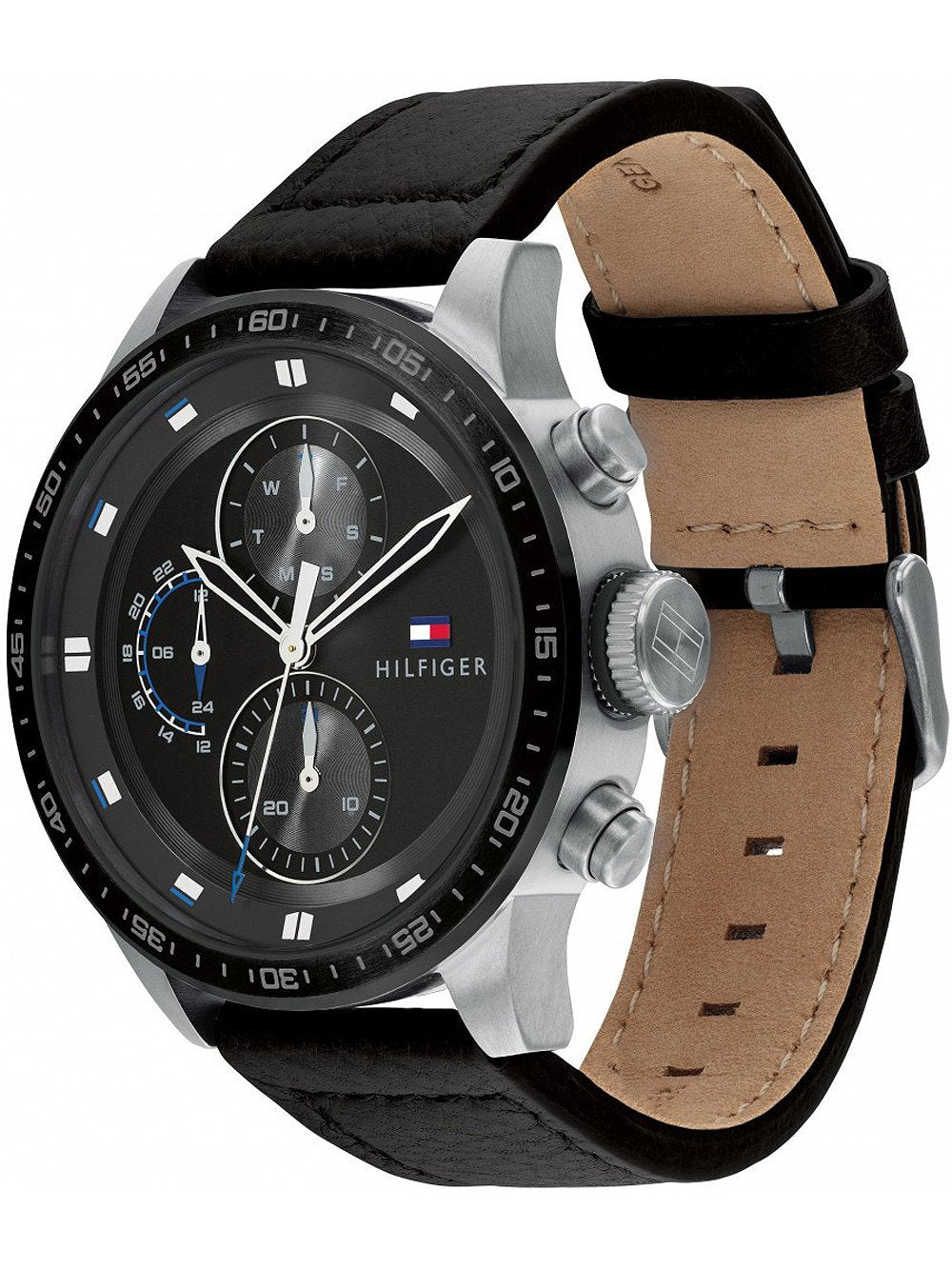Buy Tommy Hilfiger Mens Quartz Leather Strap Black Dial 46mm Watch - 1791810 in Pakistan
