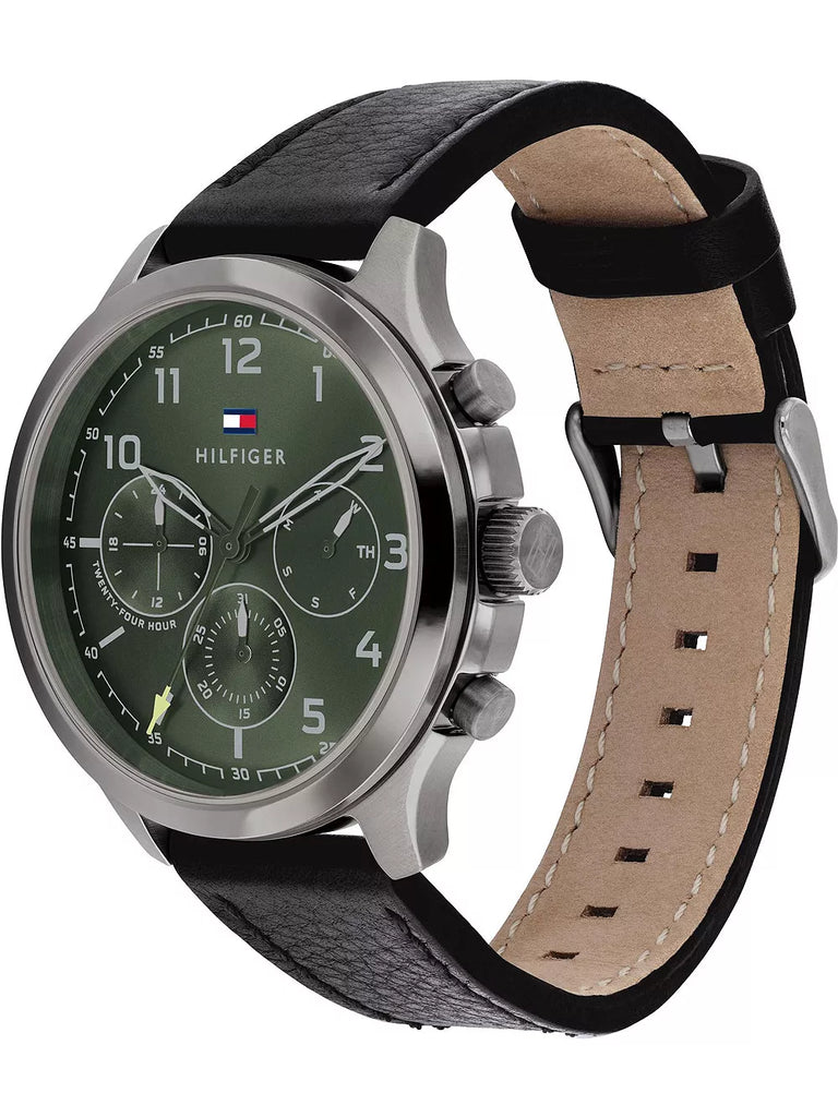 Buy Tommy Hilfiger Green Dial Black Leather Strap Watch for Men - 1791856 in Pakistan