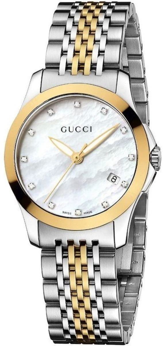 Buy Gucci G Timeless Mother of Pearl Dial Two Tone Steel Strap Watch for Women - YA126513 in Pakistan