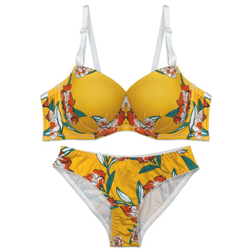Buy Padded Bra Set - Yellow Floral in Pakistan