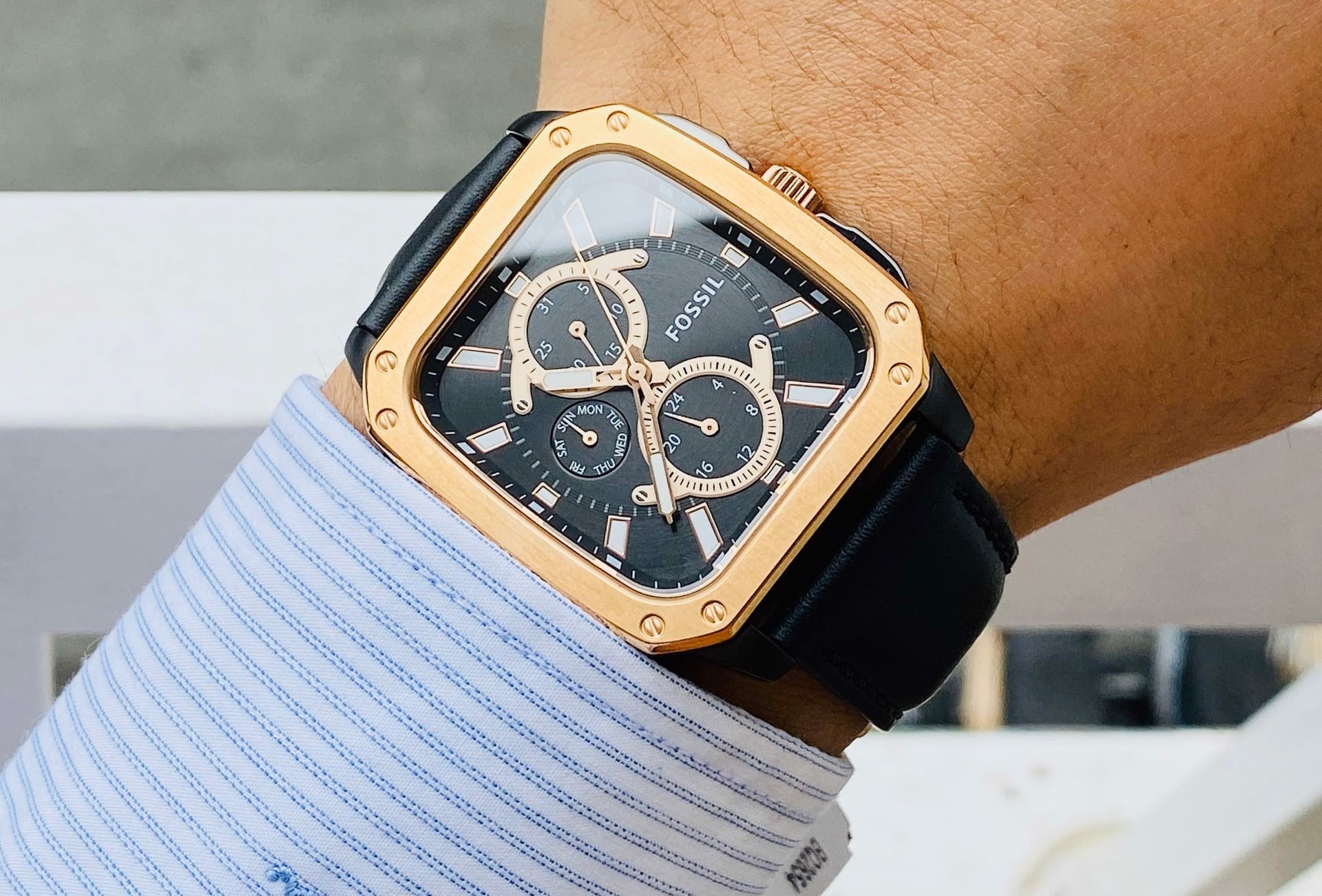 Buy Multifunction Black Dial Black Leather Strap Watch For Men in Pakistan