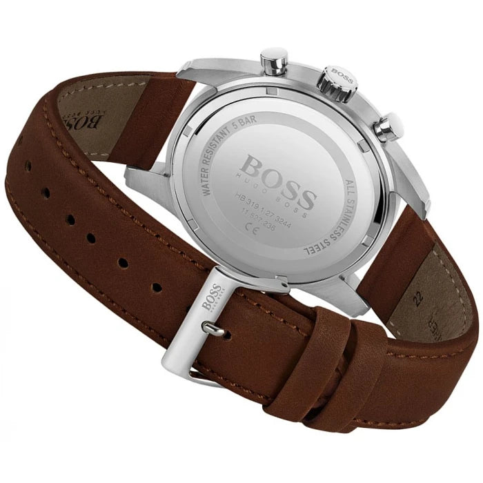 Buy Hugo Boss Mens Quartz Brown Leather Strap Grey Dial 44mm Watch - 1513787 in Pakistan