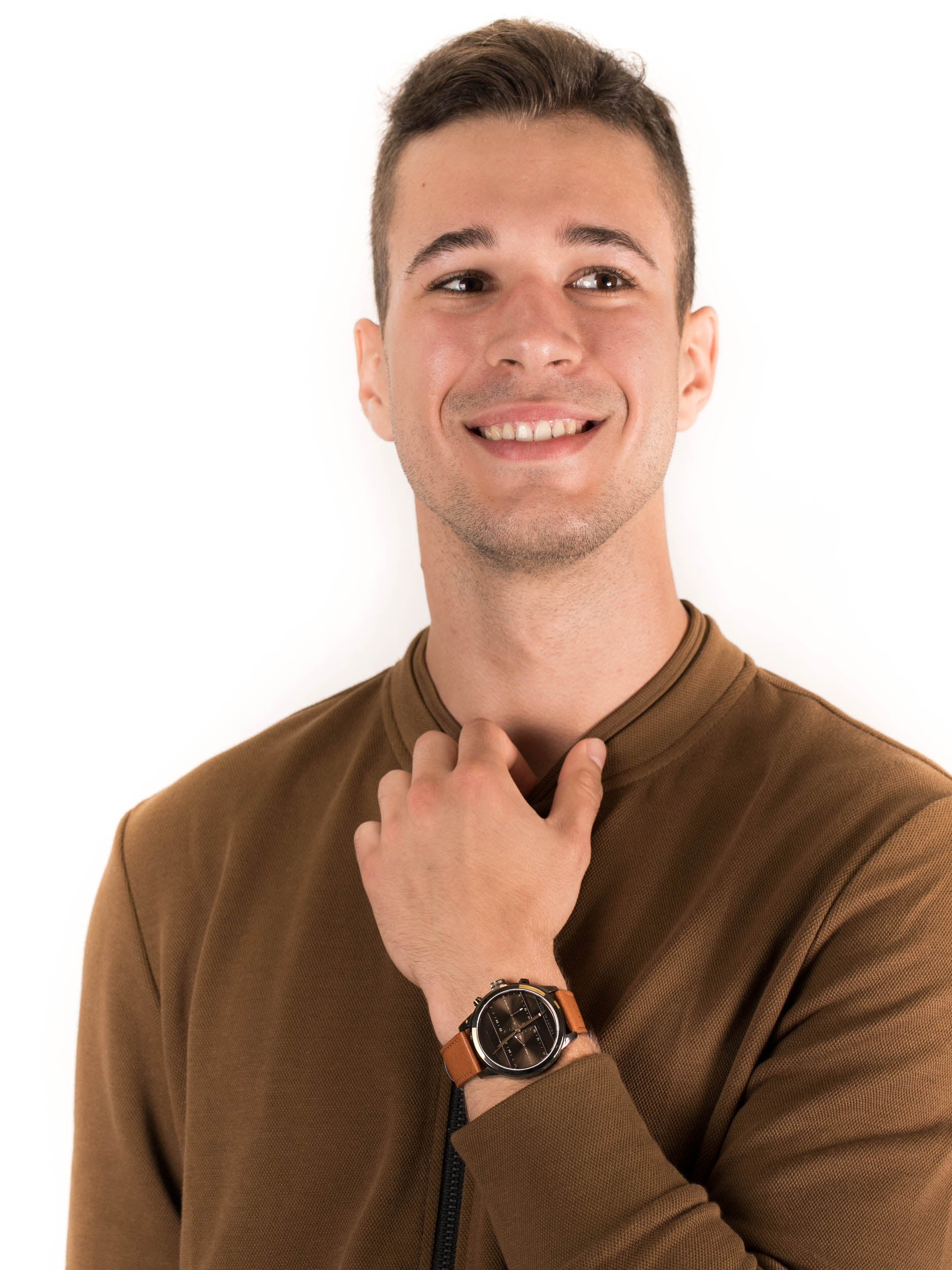 Buy Tommy Hilfiger Mens Quartz Brown Leather Strap Brown Dial 44mm Watch - 1791594 in Pakistan