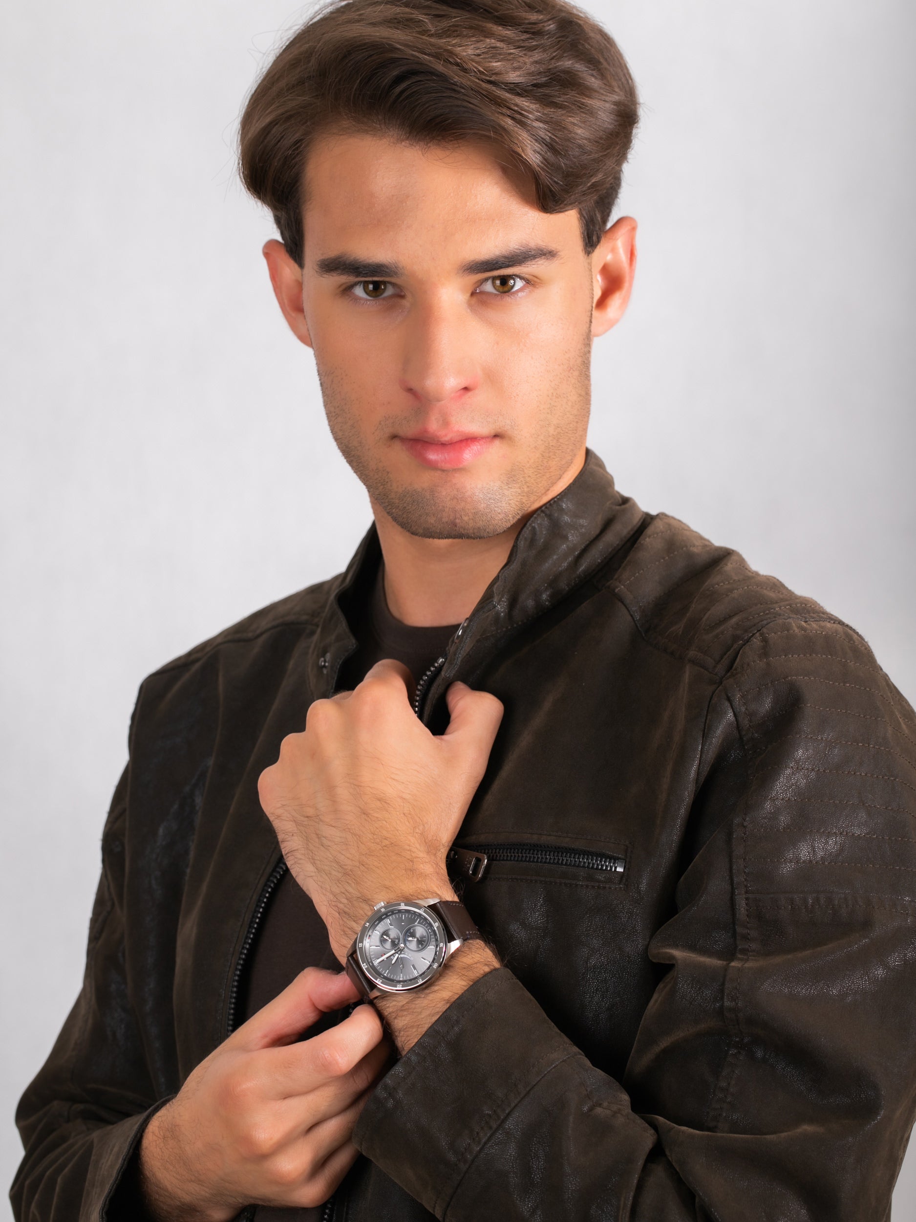 Buy Tommy Hilfiger Austin Grey Dial Brown Leather Strap Watch for Men - 1791637 in Pakistan