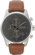 Buy Hugo Boss Mens Quartz Brown Leather Strap Grey Dial 44mm Watch - 1513787 in Pakistan